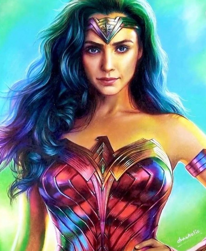 dessin aux crayons de couleur de Wonder Woman par drawholic